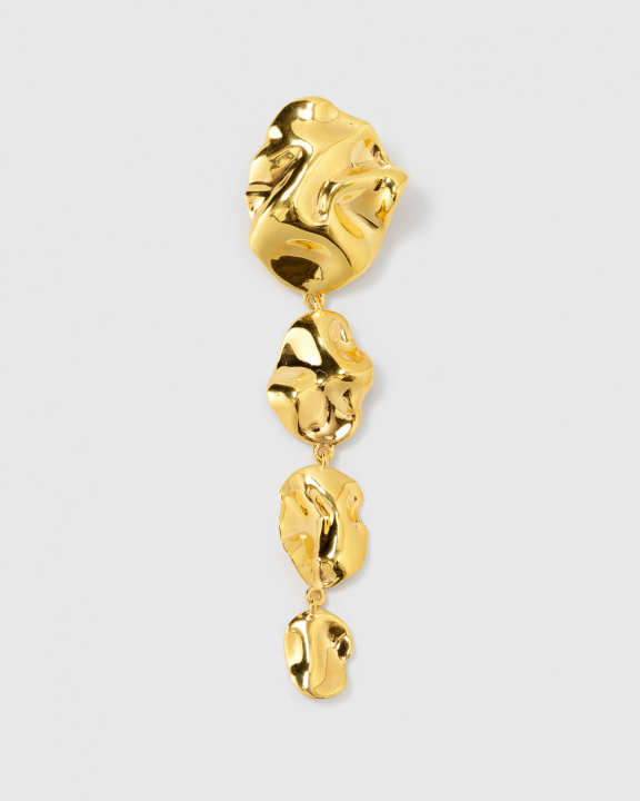 Moulded Long Single Earring Gold (one) in de groep Oorbellen / Gouden oorbellen bij SCANDINAVIAN JEWELRY DESIGN (EG1276)