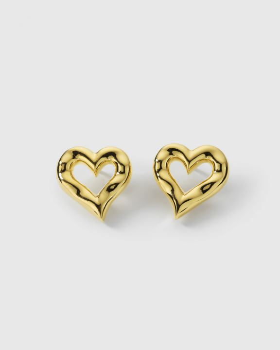 Puff Heart Earrings Gold in de groep Oorbellen / Gouden oorbellen bij SCANDINAVIAN JEWELRY DESIGN (EG1299)