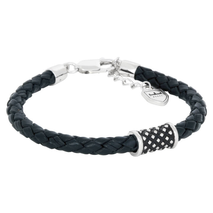 Product Image for NOBEL by BILLGREN Zilver/läderArmbanden svart. Oxiderad Zilverhylsa.,5+3cm