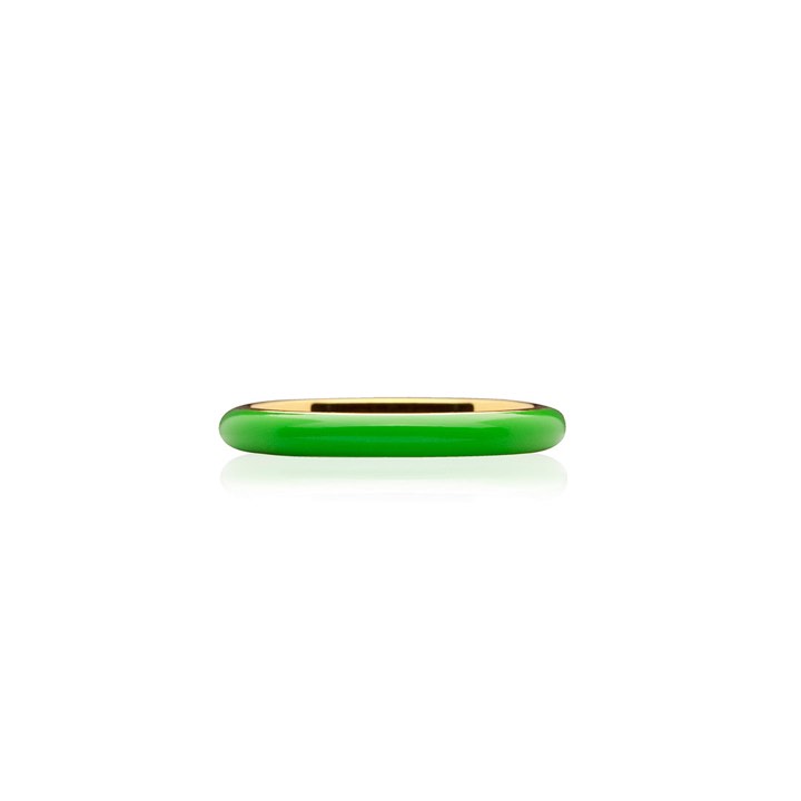 Enamel thin ring green (Goud) in de groep Ringen / Gouden ringen bij SCANDINAVIAN JEWELRY DESIGN (R2140GPEG)