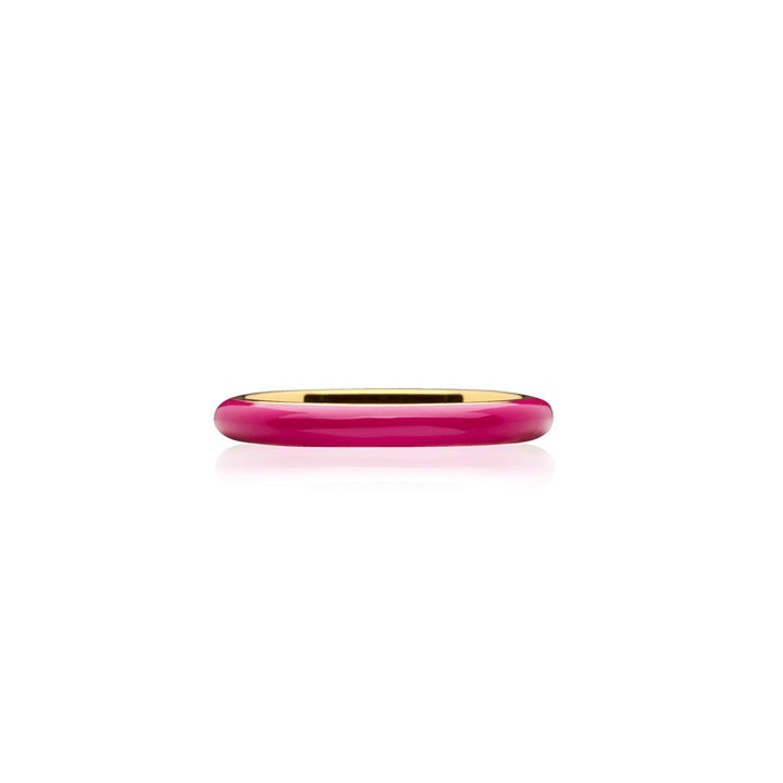 Enamel thin ring pink (Goud) in de groep Ringen / Gouden ringen bij SCANDINAVIAN JEWELRY DESIGN (R2140GPEP)