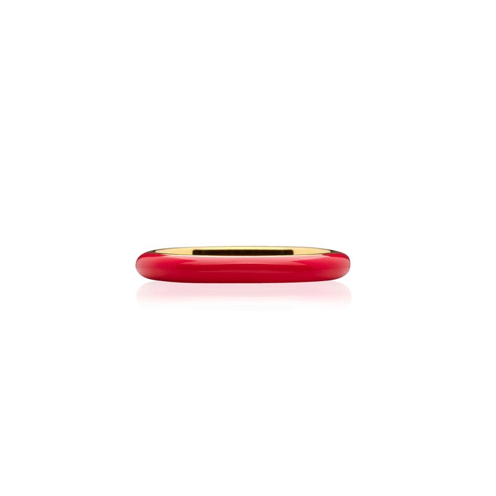 Enamel thin ring red (Goud) in de groep Ringen / Gouden ringen bij SCANDINAVIAN JEWELRY DESIGN (R2140GPER)