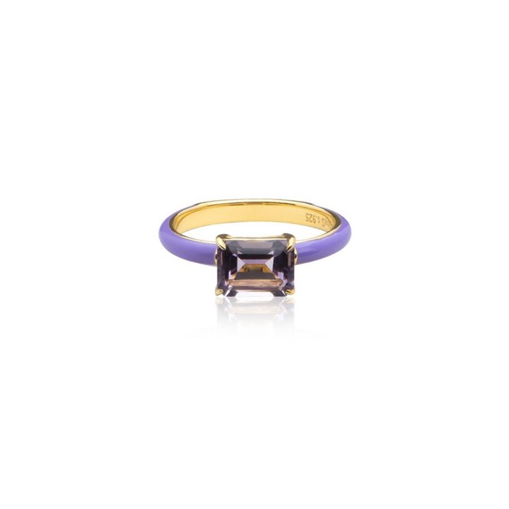 Iris enamel ring purple (Goud) in de groep Ringen / Gouden ringen bij SCANDINAVIAN JEWELRY DESIGN (R2141GEAB)