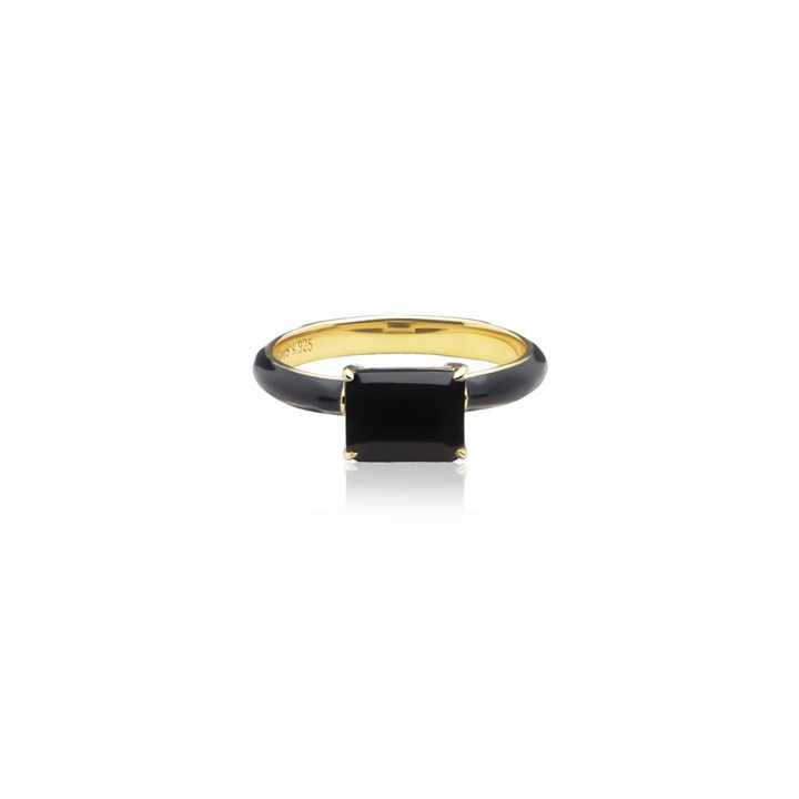 Iris enamel ring black (Goud) in de groep Ringen / Gouden ringen bij SCANDINAVIAN JEWELRY DESIGN (R2141GEBO)