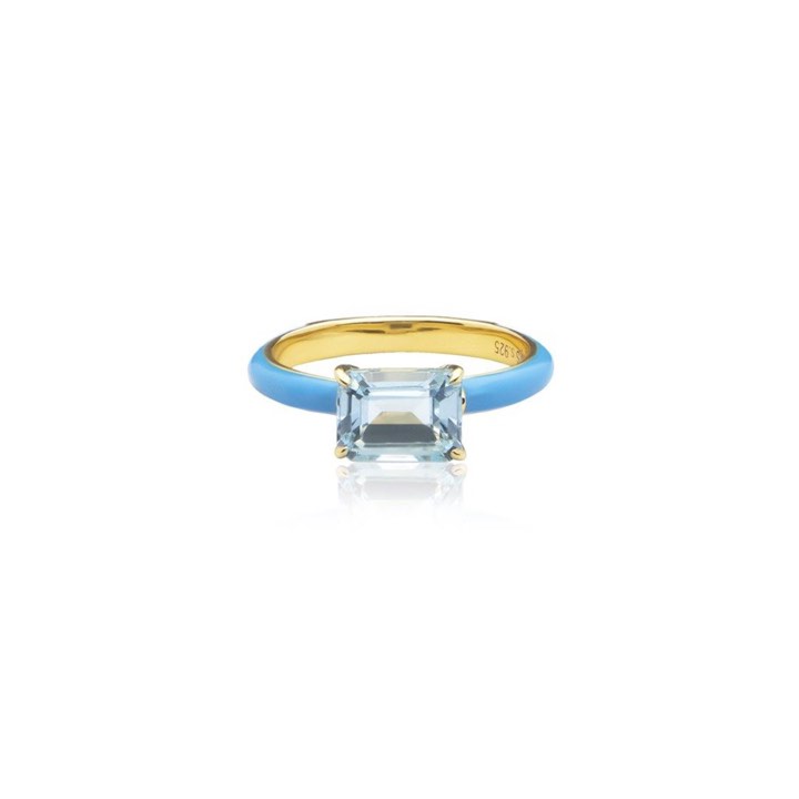 Iris enamel ring blue (Goud) in de groep Ringen / Gouden ringen bij SCANDINAVIAN JEWELRY DESIGN (R2141GEBT)