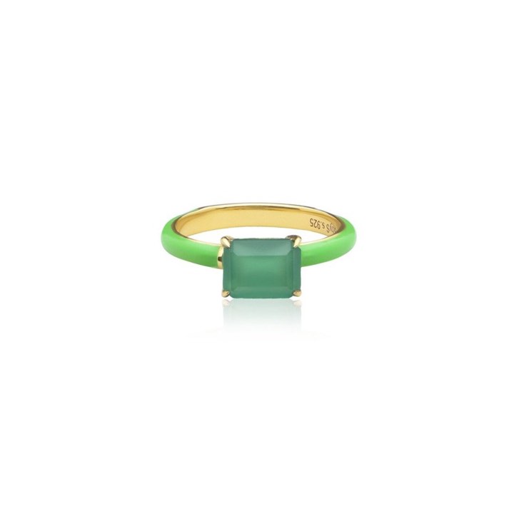 Iris enamel ring green (Goud) in de groep Ringen / Gouden ringen bij SCANDINAVIAN JEWELRY DESIGN (R2141GEGO)