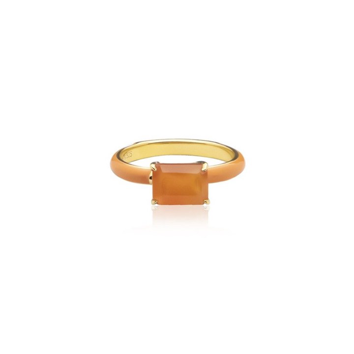 Iris enamel ring orange (Goud) in de groep Ringen / Gouden ringen bij SCANDINAVIAN JEWELRY DESIGN (R2141GEOC)