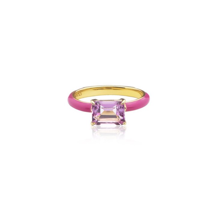 Iris enamel ring pink (Goud) in de groep Ringen / Gouden ringen bij SCANDINAVIAN JEWELRY DESIGN (R2141GEPT)