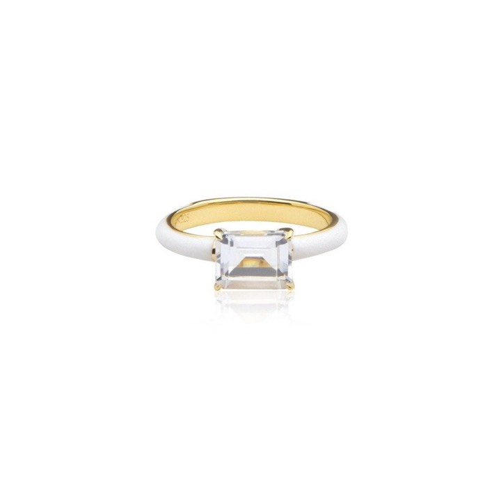 Iris enamel ring white (Goud) in de groep Ringen / Gouden ringen bij SCANDINAVIAN JEWELRY DESIGN (R2141GERC)