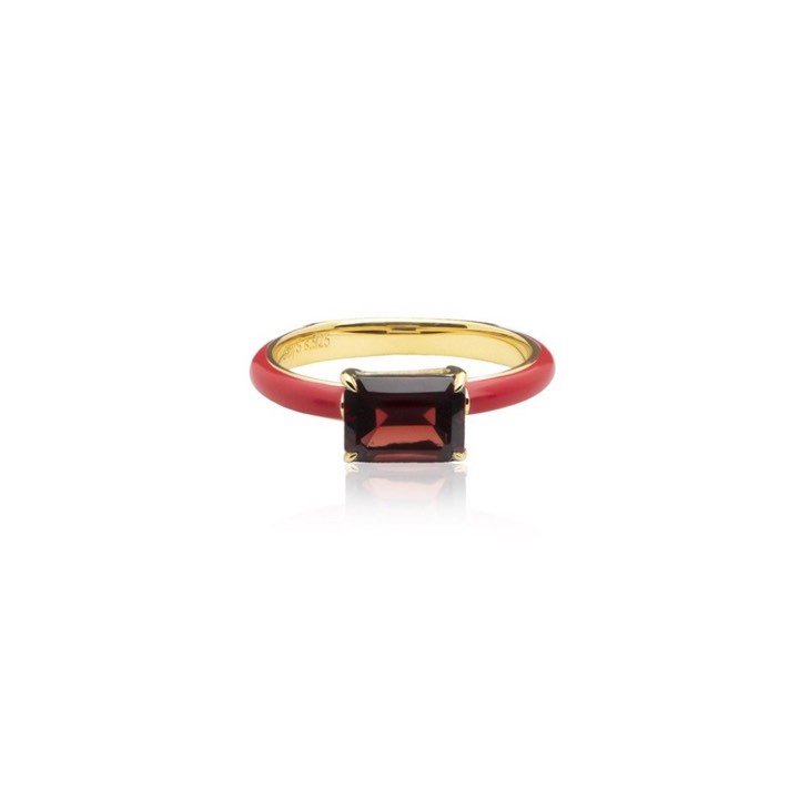 Iris enamel ring red (Goud) in de groep Ringen / Gouden ringen bij SCANDINAVIAN JEWELRY DESIGN (R2141GERG)