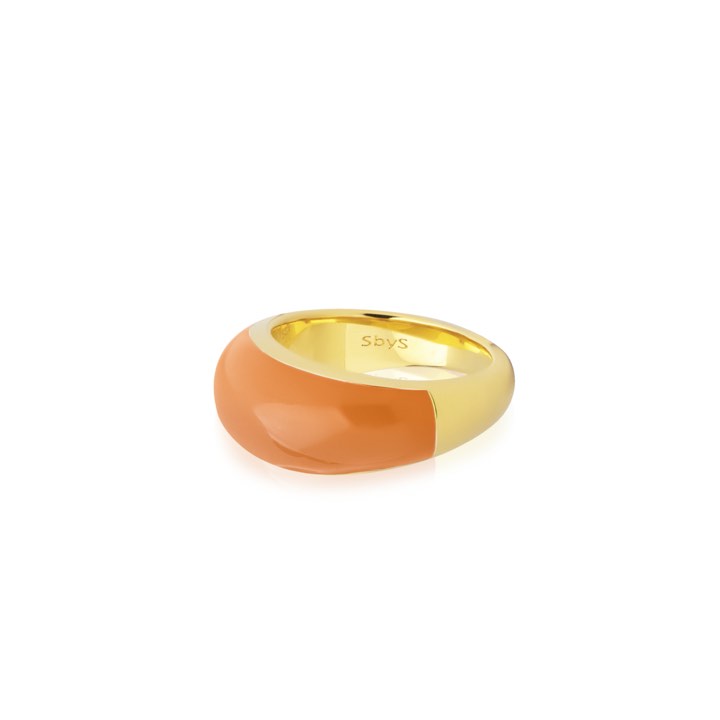 Enamel bold ring orange (Goud) in de groep Ringen / Gouden ringen bij SCANDINAVIAN JEWELRY DESIGN (R2202GPEO)