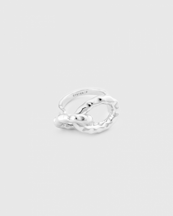 Product Image for SYSTER P Bolded Hammered Links Ring Silver 17.5