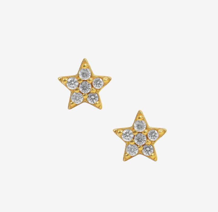 White Star Earstud Goud in de groep Oorbellen / Gouden oorbellen bij SCANDINAVIAN JEWELRY DESIGN (S05048-G-W)