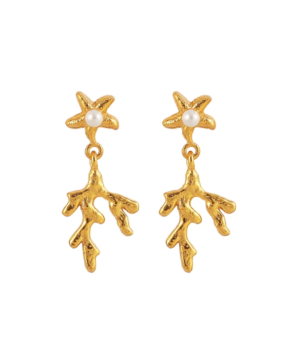 Mini Coral Leaf Earrings Goud in de groep Oorbellen / Gouden oorbellen bij SCANDINAVIAN JEWELRY DESIGN (S08057-G)