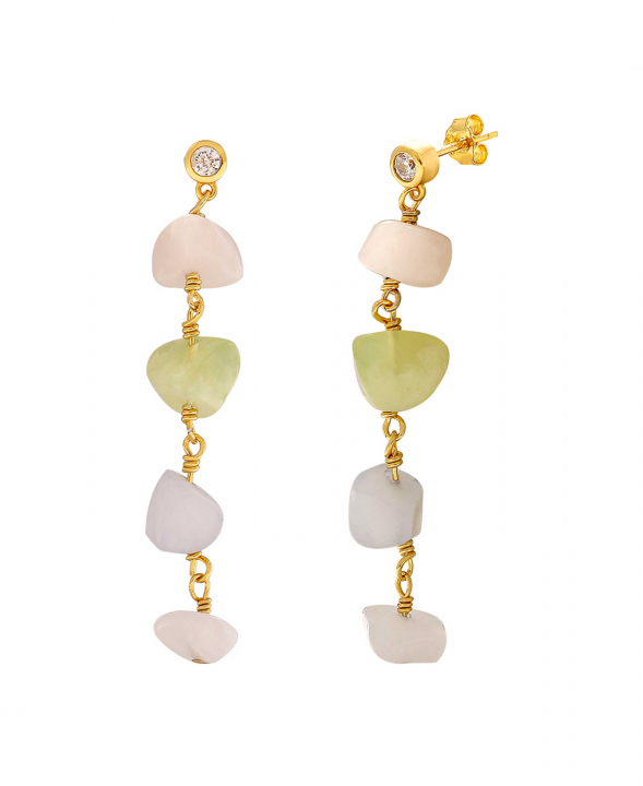 Dusty rainbow earrings in de groep Oorbellen / Gouden oorbellen bij SCANDINAVIAN JEWELRY DESIGN (S08532G)