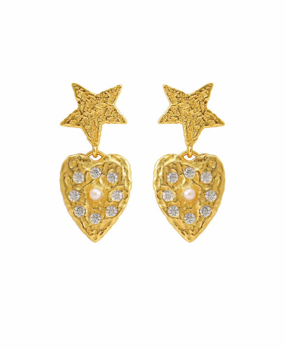 Lucia Star Earrings Gold in de groep Oorbellen / Pareloorbellen bij SCANDINAVIAN JEWELRY DESIGN (S08546G)