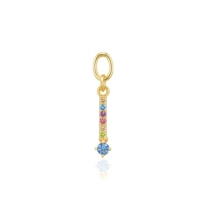 Charm Circolo Lungo - 18k Goudpläterad, med multifärgade zirkoner Hoop  in de groep Oorbellen / Gouden oorbellen bij SCANDINAVIAN JEWELRY DESIGN (SJ-CH2373-XCZ-YG)