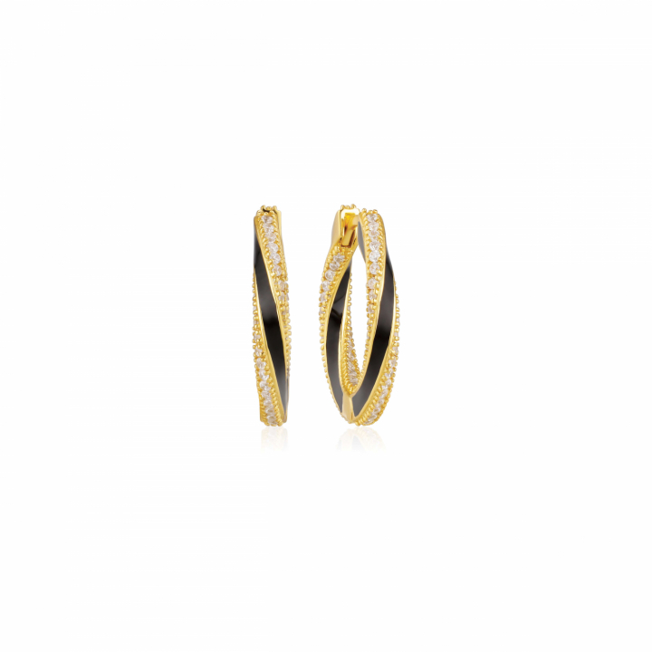 Product Image for Sif Jakobs FERRARA NERO MEDIO Oorbeln Vita Zirkonia och Svart Emalj Goud
