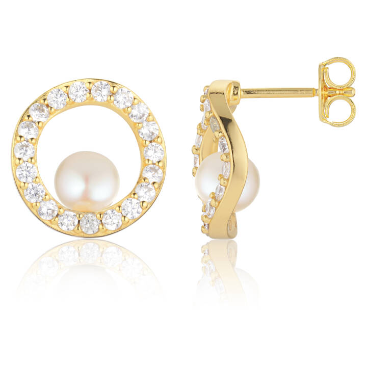 PONZA CIRCOLO Oorbel in de groep Oorbellen / Pareloorbellen bij SCANDINAVIAN JEWELRY DESIGN (SJ-E12348-PCZ-YG)