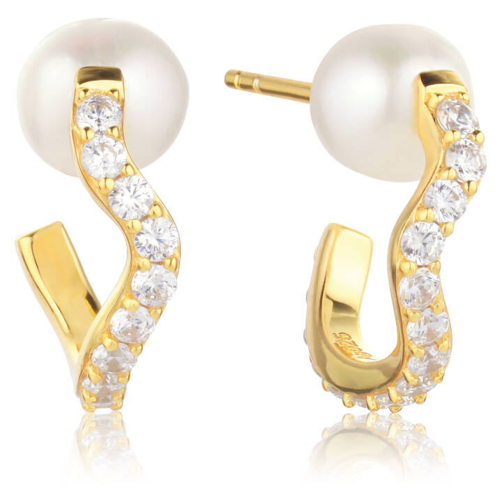 PONZA CREOLO MEDIO Oorbel in de groep Oorbellen / Pareloorbellen bij SCANDINAVIAN JEWELRY DESIGN (SJ-E12354-PCZ-YG)