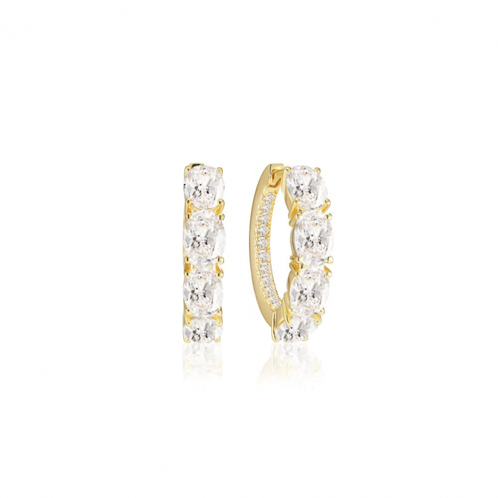 Product Image for Sif Jakobs Ellisse Creolo - 18k Goudpläterade, med vita zirkoner Oorbel