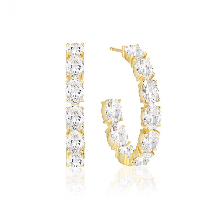 Product Image for Sif Jakobs Ellisse - 18k Goudpläterade, med vita zirkoner Oorbel
