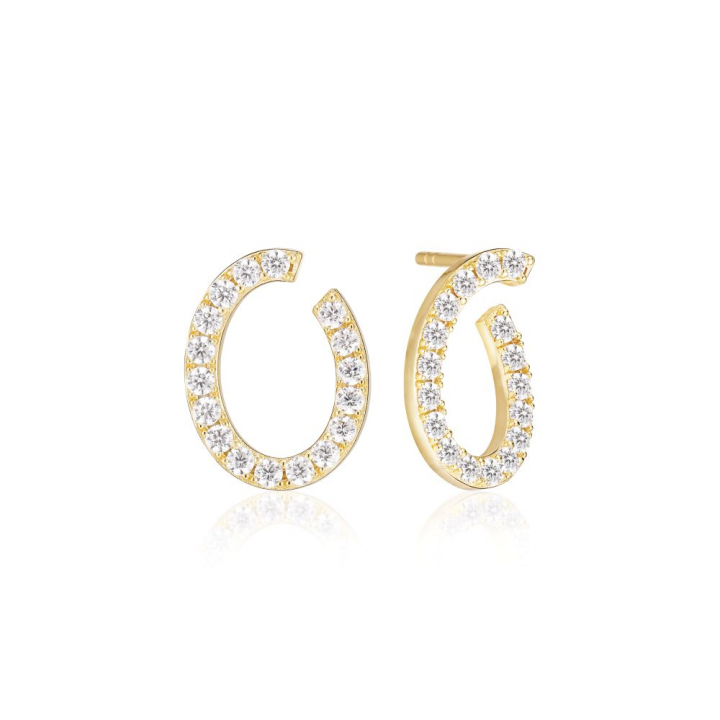 Product Image for Sif Jakobs Ellisse Ovale - 18k Goudpläterade, med vita zirkoner Oorbel