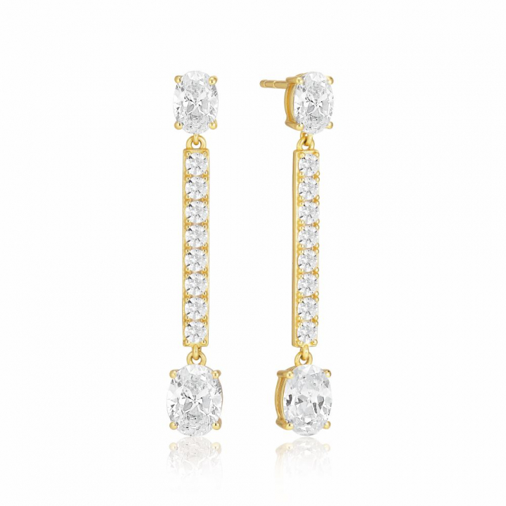 Product Image for Sif Jakobs Ellisse Lungo - 18k Goudpläterade, med vita zirkoner Oorbel