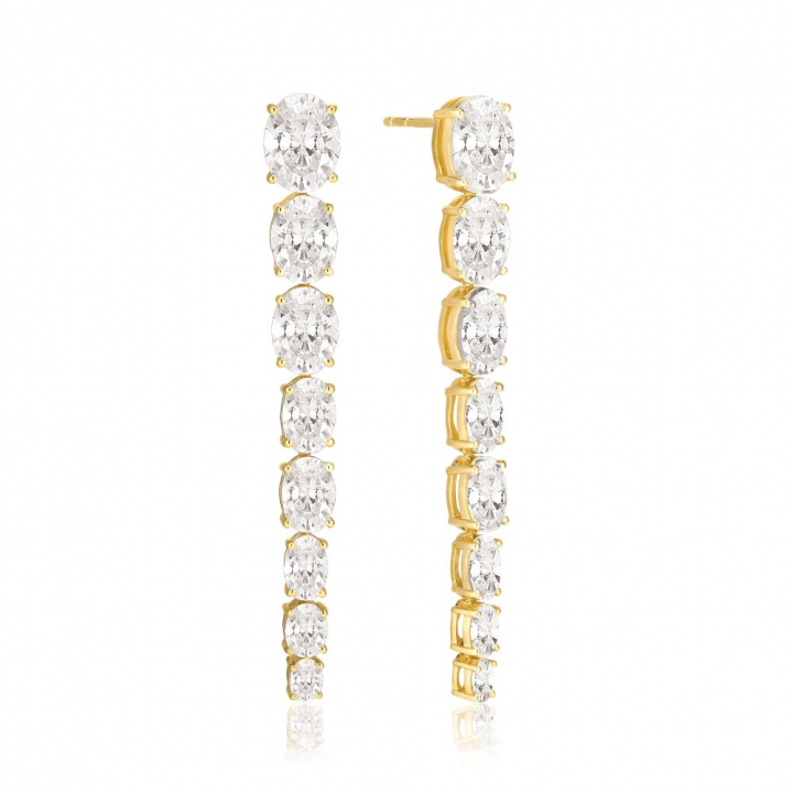 Product Image for Sif Jakobs Ellisse Lungo Otto - 18k Goudpläterade, med vita zirkoner Oorbel