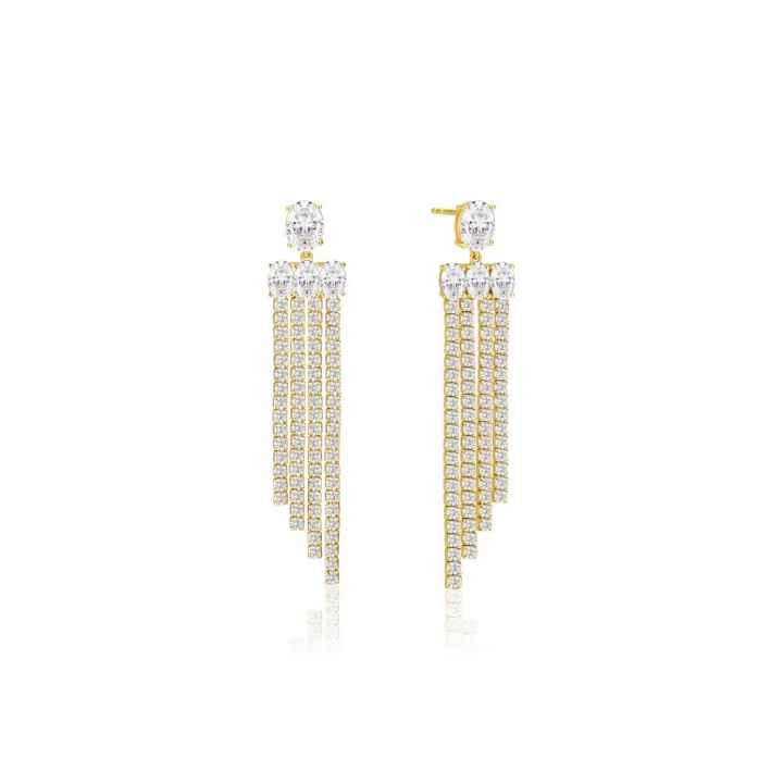 Product Image for Sif Jakobs Ellisse Lungo Piccolo - 18k Goudpläterade, med vita zirkoner Oorbel