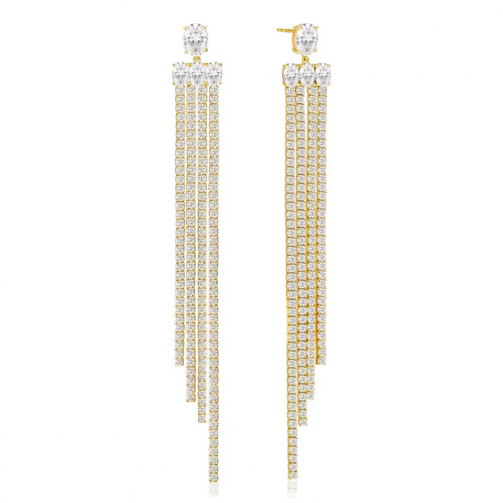 Product Image for Sif Jakobs Ellisse Lungo Grande - 18k Goudpläterade, med vita zirkoner Oorbel