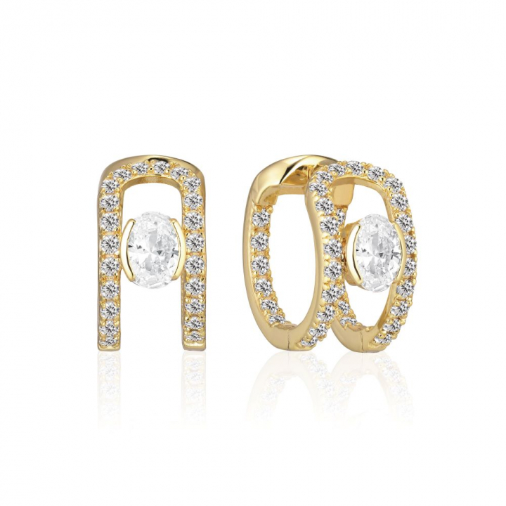 Product Image for Sif Jakobs Ellisse Carezza Creolo - 18k Goudpläterade, med vita zirkoner Oorbel