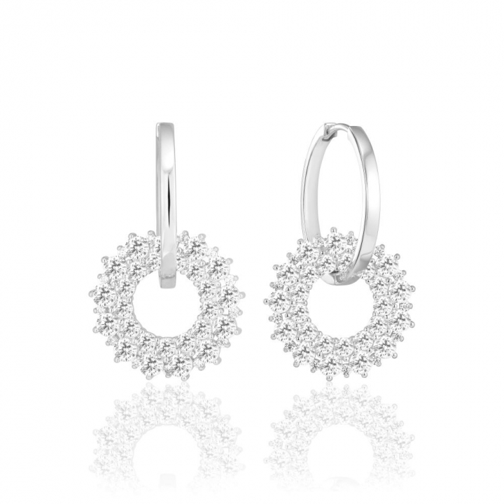 LIVIGNO DUE EARRINGS Zilver in de groep Oorbellen / Zilveren oorbellen bij SCANDINAVIAN JEWELRY DESIGN (SJ-E2362-CZ)