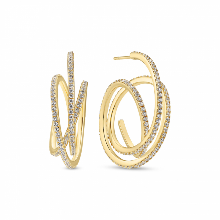 Spirale Grande Earrings gold in de groep Oorbellen / Gouden oorbellen bij SCANDINAVIAN JEWELRY DESIGN (SJ-E2591-CZ-YG)
