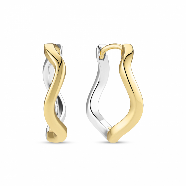 ELLERA WAVES PIANURA GRANDE EARRINGS Silver/Gold in de groep Oorbellen / Gouden oorbellen bij SCANDINAVIAN JEWELRY DESIGN (SJ-E3869-2YG)