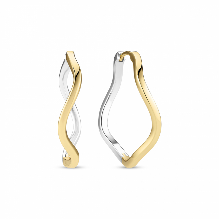 ELLERA WAVES PIANURA X-GRANDE EARRINGS Silver/Gold in de groep Oorbellen / Gouden oorbellen bij SCANDINAVIAN JEWELRY DESIGN (SJ-E3879-2YG)