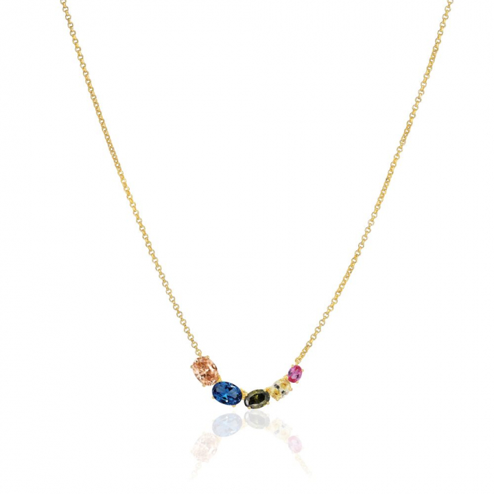 Ellisse Cinque - 18k Goudpläterad, med multifärgade zirkoner Kettingen in de groep Kettingen / Gouden kettingen bij SCANDINAVIAN JEWELRY DESIGN (SJ-N2332-XCZ-YG)