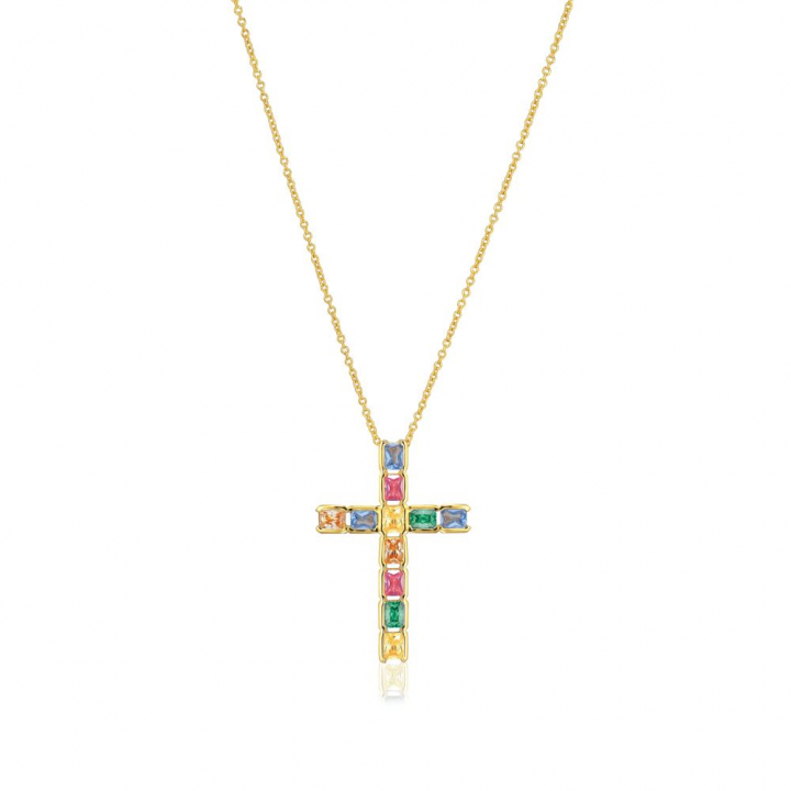 Product Image for Sif Jakobs Roccanova Croce - 18k GoudplÃ¤terad, med multifÃ¤rgade zirkoner Ketting