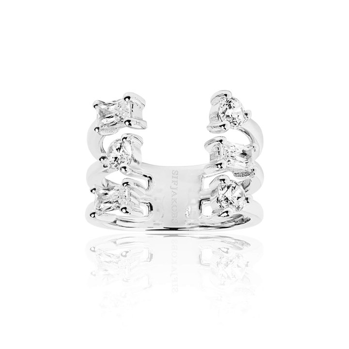 ANTELLA ALTRO GRANDE ring witte Zirkoner (Zilver) in de groep Ringen / Zilveren ringen bij SCANDINAVIAN JEWELRY DESIGN (SJ-R012-CZ)