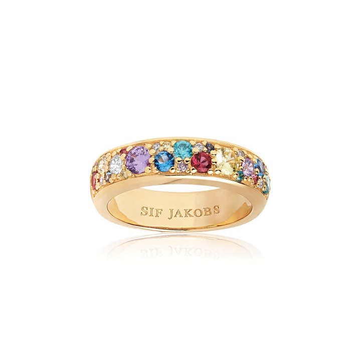 NOVARA UNO ring meerkleurige Zirkoner (goud) in de groep Ringen / Gouden ringen bij SCANDINAVIAN JEWELRY DESIGN (SJ-R1062-XCZYG)