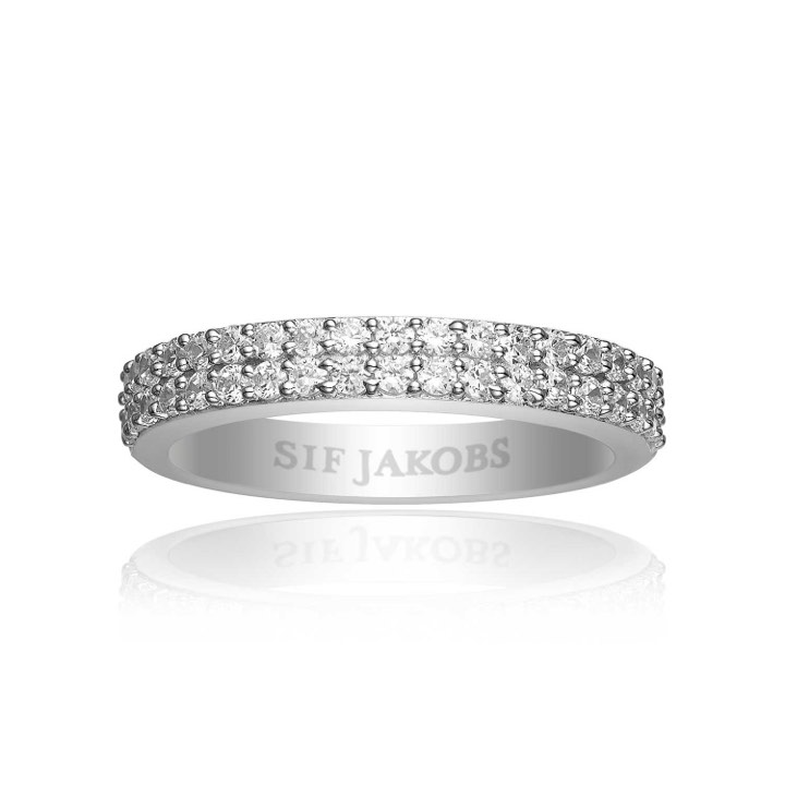 CORTE DUE ring witte Zirkoner (Zilver) in de groep Ringen / Zilveren ringen bij SCANDINAVIAN JEWELRY DESIGN (SJ-R10762-CZ)