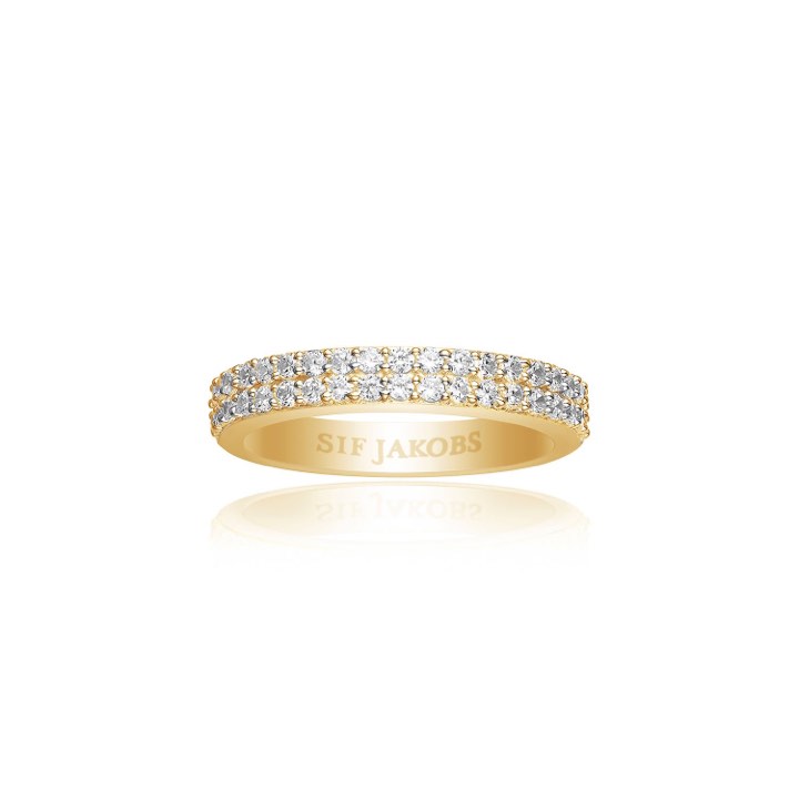 CORTE DUE ring witte Zirkoner (goud) in de groep Ringen / Gouden ringen bij SCANDINAVIAN JEWELRY DESIGN (SJ-R10762-CZYG)