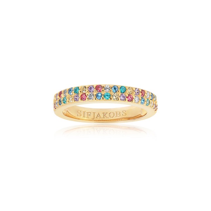 CORTE DUE ring meerkleurige Zirkoner (goud) in de groep Ringen / Gouden ringen bij SCANDINAVIAN JEWELRY DESIGN (SJ-R10762-XCZYG)