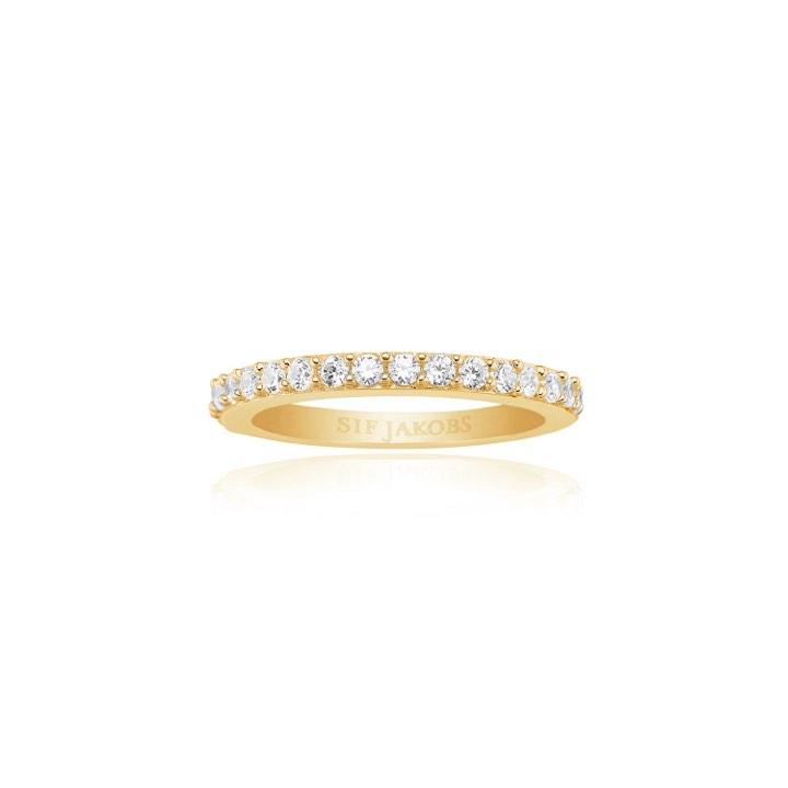 CORTE UNO ring witte Zirkoner (goud) in de groep Ringen / Gouden ringen bij SCANDINAVIAN JEWELRY DESIGN (SJ-R10811-CZYG)