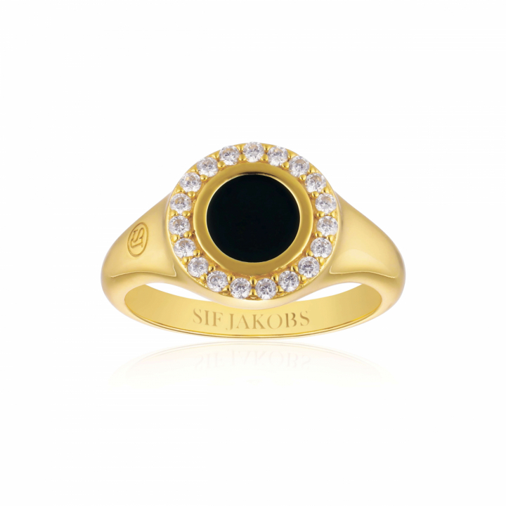 Product Image for Sif Jakobs FOLLINA NERO PICCOLO Ring Vita Zirkonia och Svart Emalj Goud 50