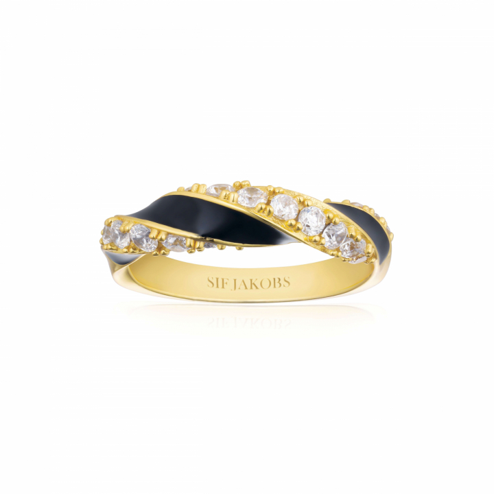 Product Image for Sif Jakobs FERRARA NERO Ring Vita Zirkonia och Svart Emalj Goud 50