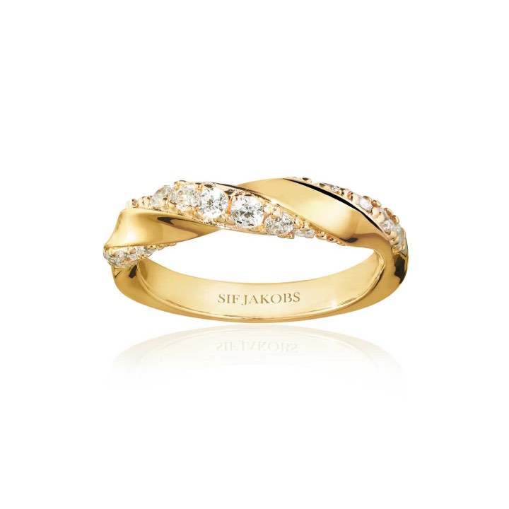 FERRARA ring witte Zirkoner (goud) in de groep Ringen / Gouden ringen bij SCANDINAVIAN JEWELRY DESIGN (SJ-R12114-CZ-SG)