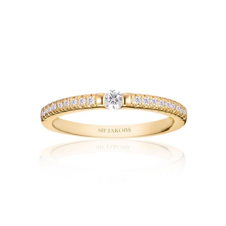 ELLERA UNO ring witte Zirkonia (goud) in de groep Ringen / Gouden ringen bij SCANDINAVIAN JEWELRY DESIGN (SJ-R22117-CZ-SG)