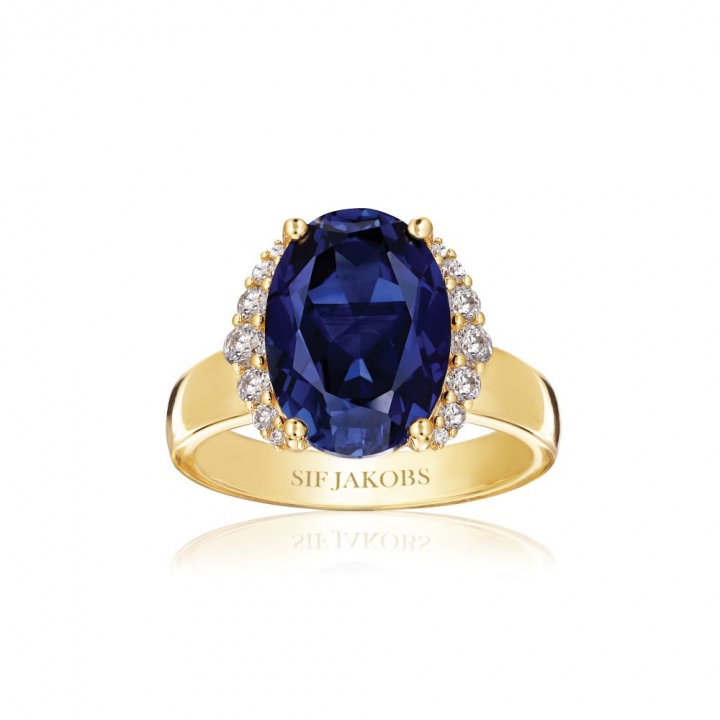Product Image for Sif Jakobs Ellisse Grande - 18k Goudpläterad, med blåa zirkoner Ring 52