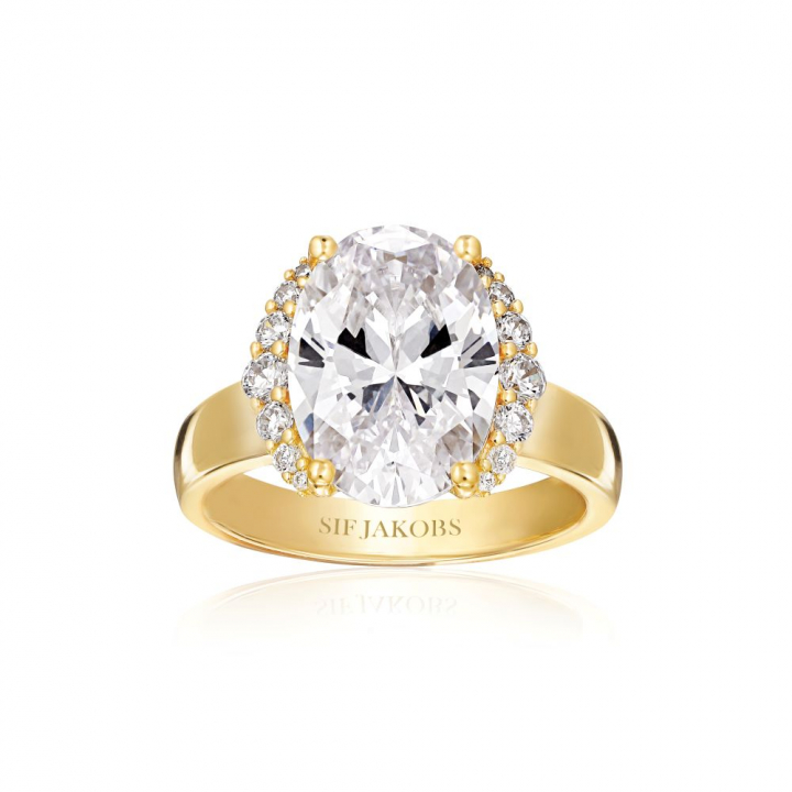 Product Image for Sif Jakobs Ellisse Grande - 18k Goudpläterad, med vita zirkoner Ring 52